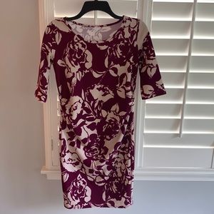 Maternity midi dress with ruched sides